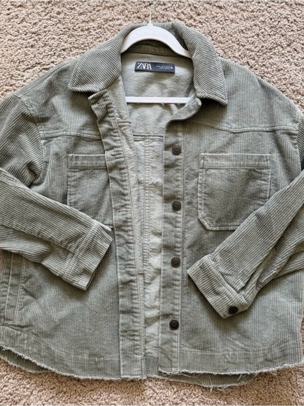 Zara Olive Green Corduroy jacket medium